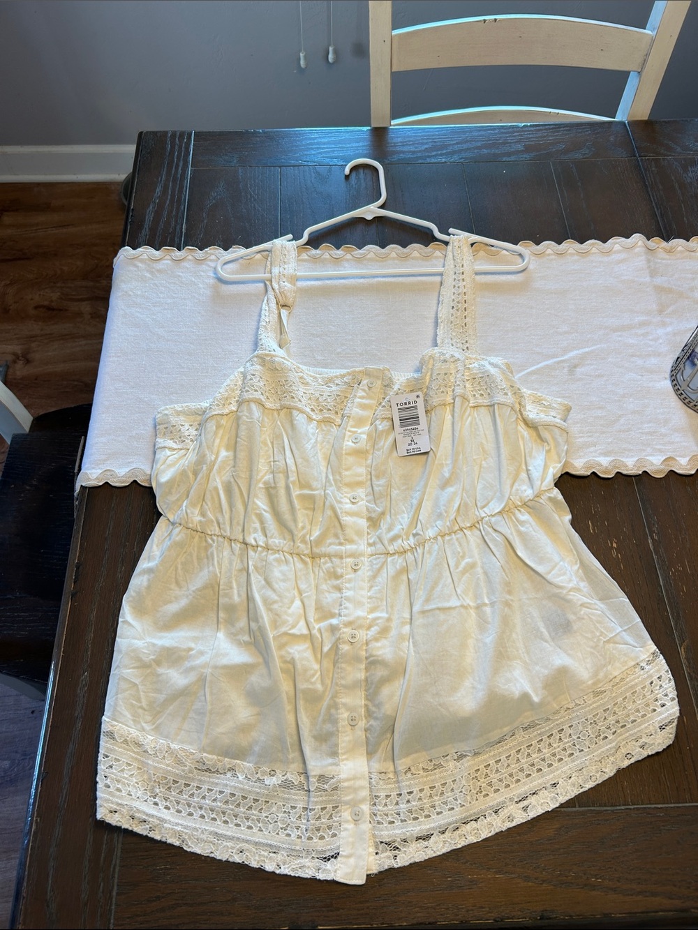 torrid Cream Lace-Trim Tank Top